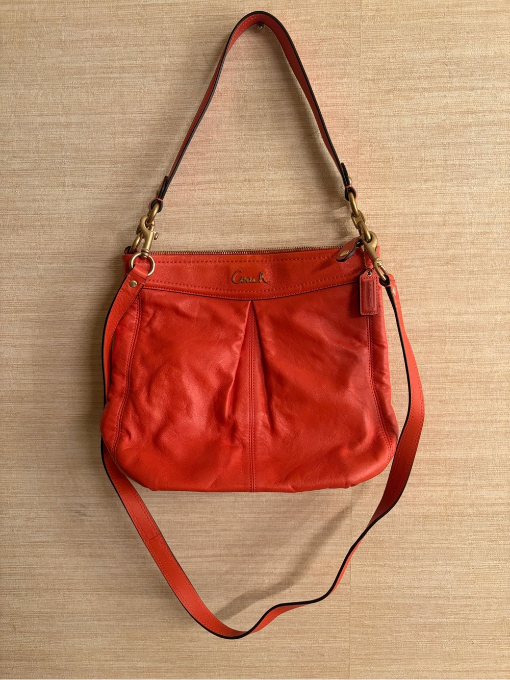 Coach Orange Leather Shoulder Bag